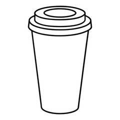 Black outline of a disposable coffee cup with a coffee bean symbol