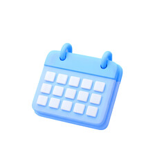 Blue desktop calendar icon 3d rendering style button for Financial year 
