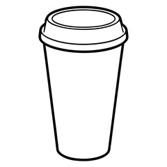 Black outline of a disposable coffee cup with a coffee bean symbol