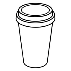 Black outline of a disposable coffee cup with a coffee bean symbol