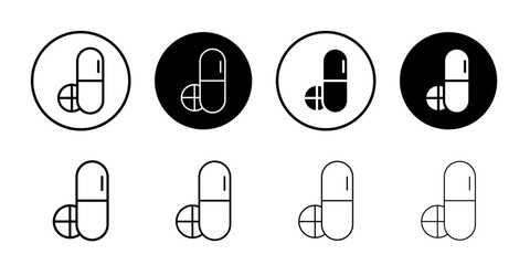 Medicine of pills and capsules icon Logo symbol sign set