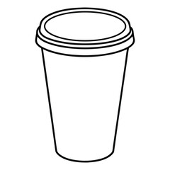 Black outline of a disposable coffee cup with a coffee bean symbol