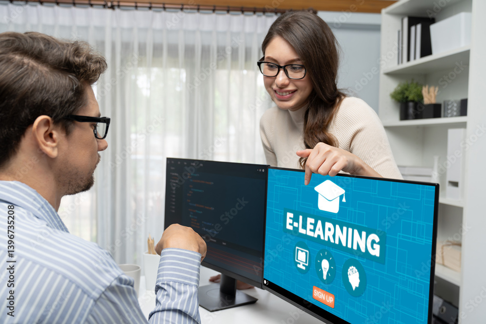 Poster e-learning website with brisk sofware for student to study online on the internet network