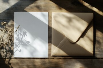 High Definition View of Blank Letter Next to an Envelope