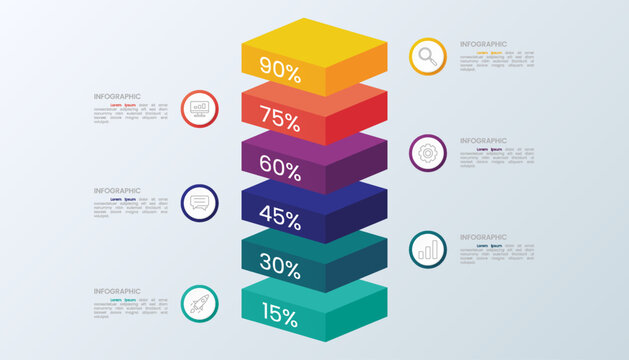3D Layered Infographic Showing Percentage Status for Presentation