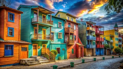 Fototapeta premium La Boca Buenos Aires Argentina Colorful Houses Street Photography Vibrant Architecture South America Travel Destination
