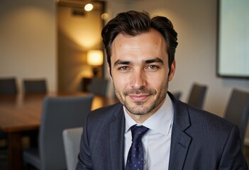 Professional man smiling in an office environment  