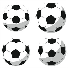 Animated football collection, showing ball at various angles on white backdrop
