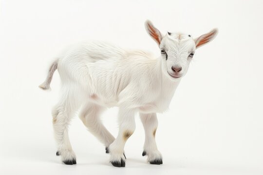 High Detail Picture of a Baby Goat on White Background