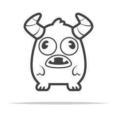 Funny small monster outline icon transparent vector isolated