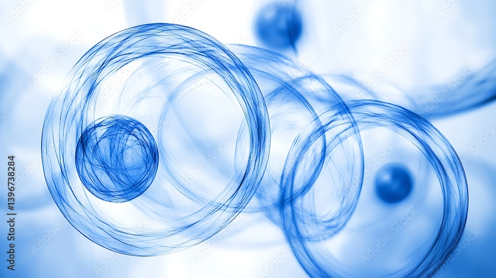 Aufkleber abstract blue swirls and spheres creating a dynamic motion effect in a soft background