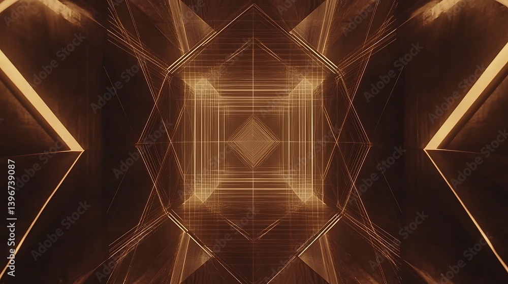 Aufkleber abstract geometric pattern with glowing lines and shapes creating a futuristic tunnel effect