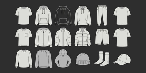 cloths mockup, vector mockup, digital, vector t shirts, vector shirts, silhouette clothing, shirt, clothes, fashion, vector, t-shirt, jacket, dress, illustration, set, wear, design, polo, coat, men, t