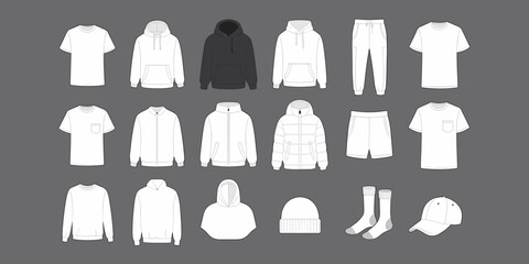 cloths mockup, vector mockup, digital, vector t shirts, vector shirts, silhouette clothing, shirt, clothes, fashion, vector, t-shirt, jacket, dress, illustration, set, wear, design, polo, coat, men, t