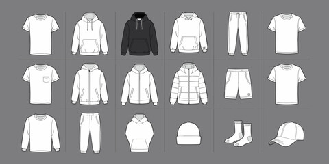 cloths mockup, vector mockup, digital, vector t shirts, vector shirts, silhouette clothing, shirt, clothes, fashion, vector, t-shirt, jacket, dress, illustration, set, wear, design, polo, coat, men, t