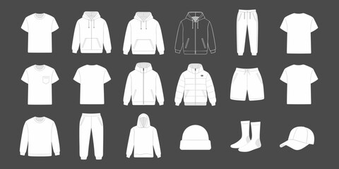 cloths mockup, vector mockup, digital, vector t shirts, vector shirts, silhouette clothing, shirt, clothes, fashion, vector, t-shirt, jacket, dress, illustration, set, wear, design, polo, coat, men, t