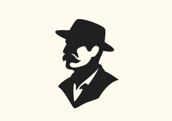 A black and white gentleman vintage man silhouette logo