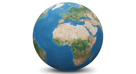 Fototapeta premium Detailed terrestrial globe centered on Africa, showcasing continents and oceans