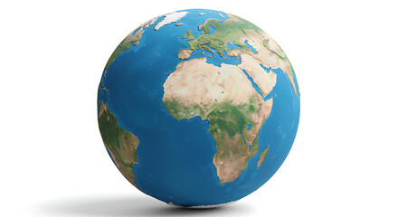Earth globe displaying Europe, Africa, and South America against white backdrop