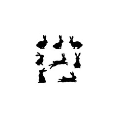 Rabbit silhouette bundle vector illustration 