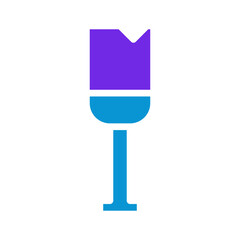 Abstract depiction of a stylized wine glass in vibrant purple and blue tones