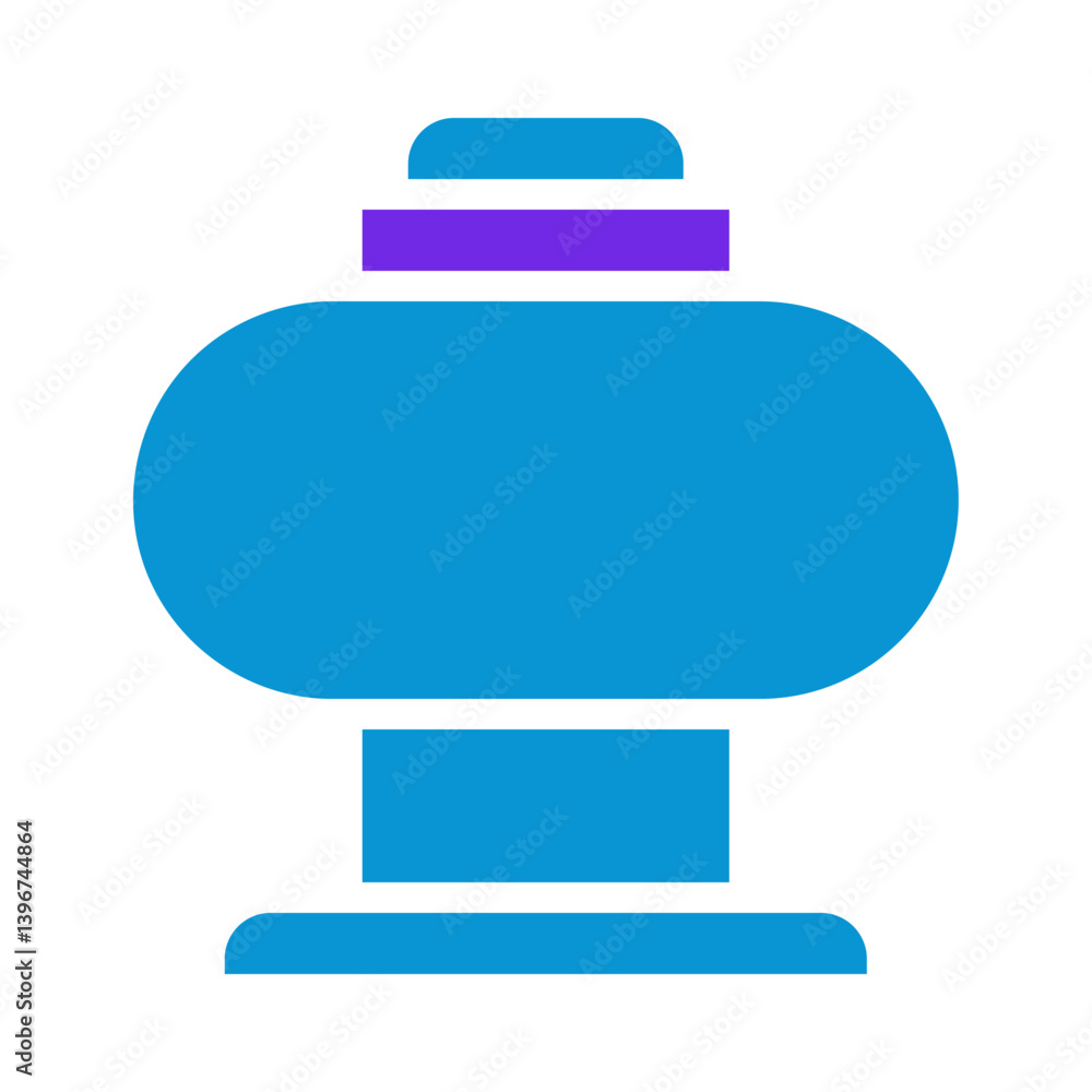 Poster stylized blue dispenser icon with a layered design conveys cleanliness and functionality