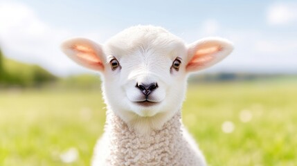 Obraz premium Cute lamb in a field