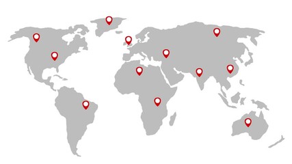World map travel route location animation on dark background, world map showing the locations of countries Global Business Network. Modern Technology hi-tech futuristic style animation.. - Powered by Adobe