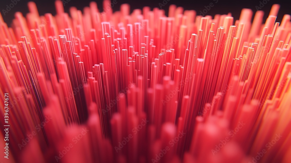 Poster abstract visualization of vibrant red vertical lines creating a dynamic 3d landscape effect