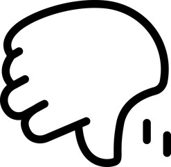 Thumbs down disagreement negative Cute Cartoon Hand Logo Icons Outline Black color, Chubby finger emoji sticker sign symbol, editable stroke.	
