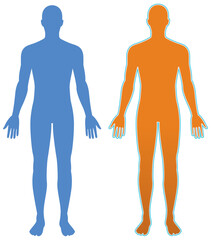 Dual Human Silhouettes in Blue and Orange