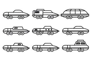Obraz premium velocitytransporter line art illustration futuristic vehicle design concept sketch