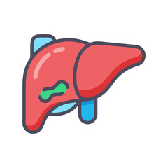 Liver Organ Health Icon – Medical Anatomy Symbol for Body Function, Wellness, and Healthcare
