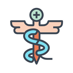 Asclepius Healing Medicine Icon – Symbol of Health, Wellness, and Medical Treatment