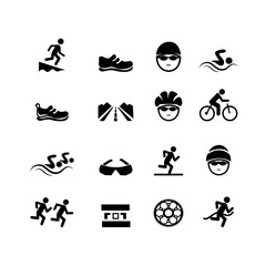 Obraz premium set of vector icons Black Triathlon Icons