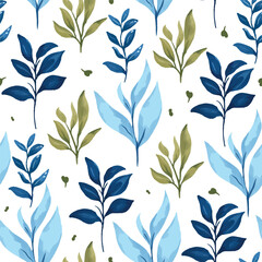 enchanted leave watercolor seamless pattern for background