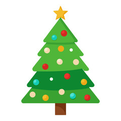 simple flat christmas tree with christmas ornaments vector illustration
