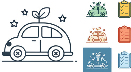 Car Toy Illustration vector design, Car Toy icon design, Set of Car vector design