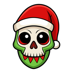 Skull in a Christmas hat, Hand drawn Skull illustration
