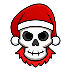 Happy Winter Holiday with Cute Santa Skull Vector, Christmas Cartoon Character
