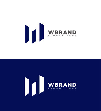 W Letter Logo Design Minimalist, Modern, Corporate, Building, Skyscraper, Abstract, Icon, Two, Paralle