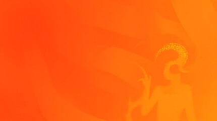 Abstract Orange Illustration of Silhouette Figure with Textured Details and Warm Tones