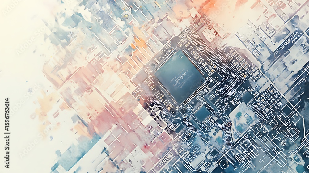 Aufkleber abstract representation of a microchip with colorful patterns, symbolizing technology and innovation