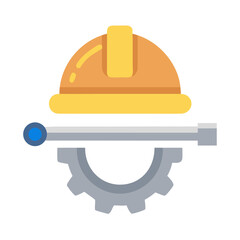 Helmet and Gear with Construction Bar Icon Design