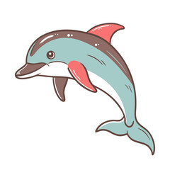 Fototapeta premium Cartoon dolphin in pastel colors on white background