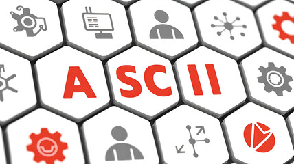 Obraz premium ASCII Code Concept on Digital Interface – Programming & Encoding Symbol