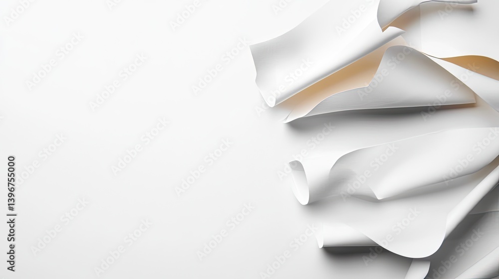 Aufkleber artistic paper creases on white background minimalist design studio setting close-up view modern aes