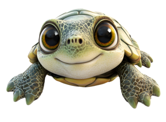 smiling green turtle adorable animal cute cartoon turtle shiny shell turtle big eyed reptile isolated in white