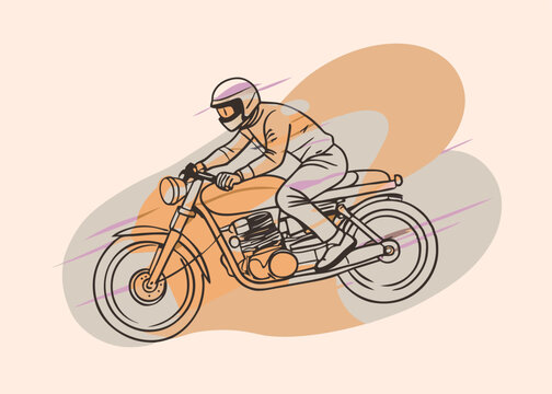 recommend clip art: Vintage Motorcycle Rider Illustration