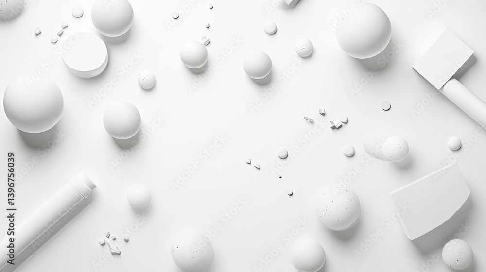 Poster abstract white background art displaying various shapes and textures studio environment minimalist v